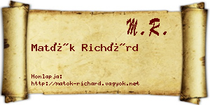 Matók Richárd névjegykártya